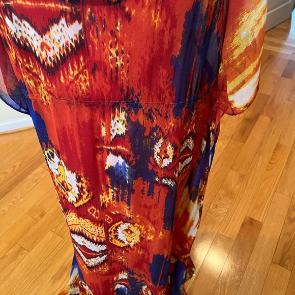 DASH by Kardashian bohemian orange blue yellow 2 piece kaftan dress size medium - Picture 10 of 16